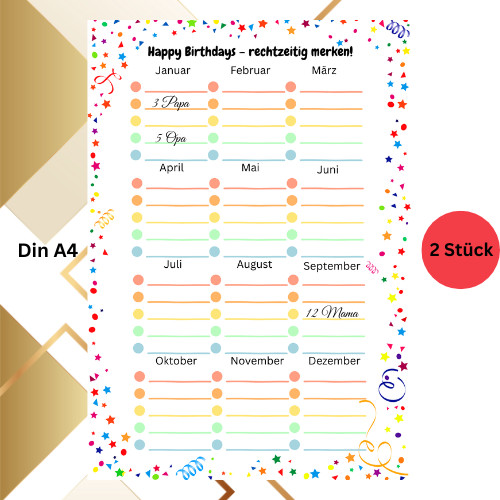 Geburtstagskalender planner - geburtstagskalender,