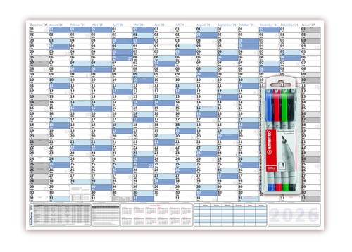 Wandkalender din 2026 - b1, nass