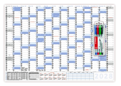 Wandkalender din 2028 - b1,